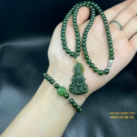 DÂY CHUYỀN MẶT QUAN ÂM ĐÁ NGỌC BÍCH ( 6ly )