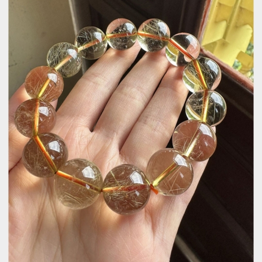 VÒNG TAY THẠCH ANH TÓC VÀNG ( 12mm 2a )