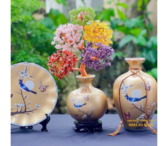 Bộ Cây Tài Lộc Đá Thạch Anh ( Đồng )