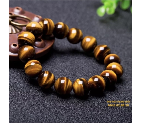 Vòng tay mắt hổ vàng nâu ( 14mm 5a )