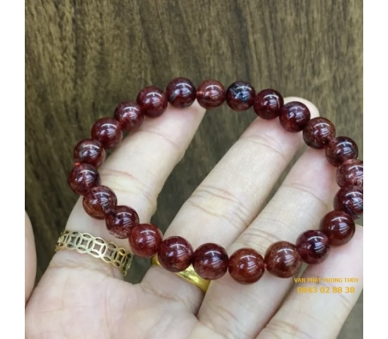 Vòng tay thạch anh tóc đỏ ( 10mm 3a )
