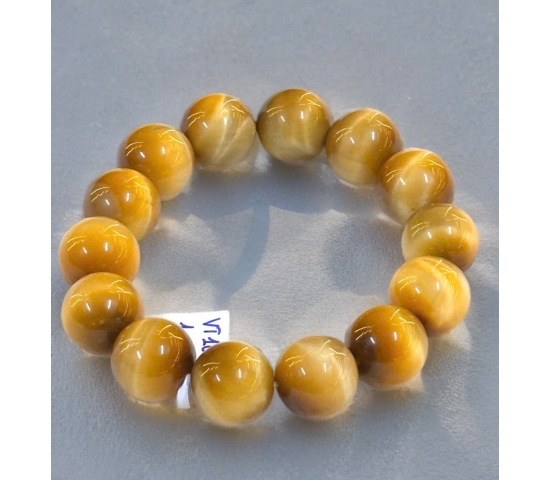 Vòng tay mắt hổ vàng 14mm 6a